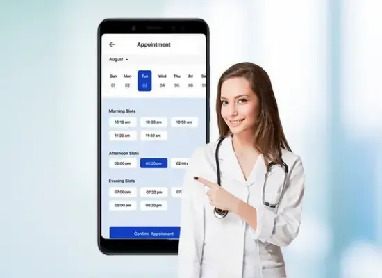 Dental appointment booking app interface on smartphone