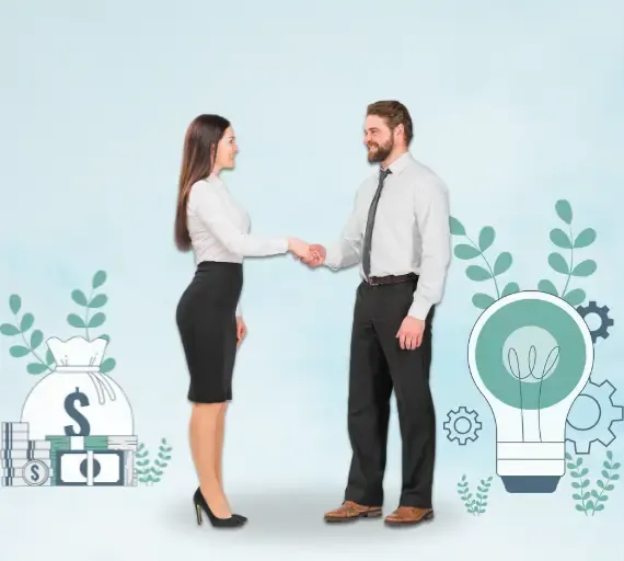 Illustration of a business handshake symbolizing partnership and growth