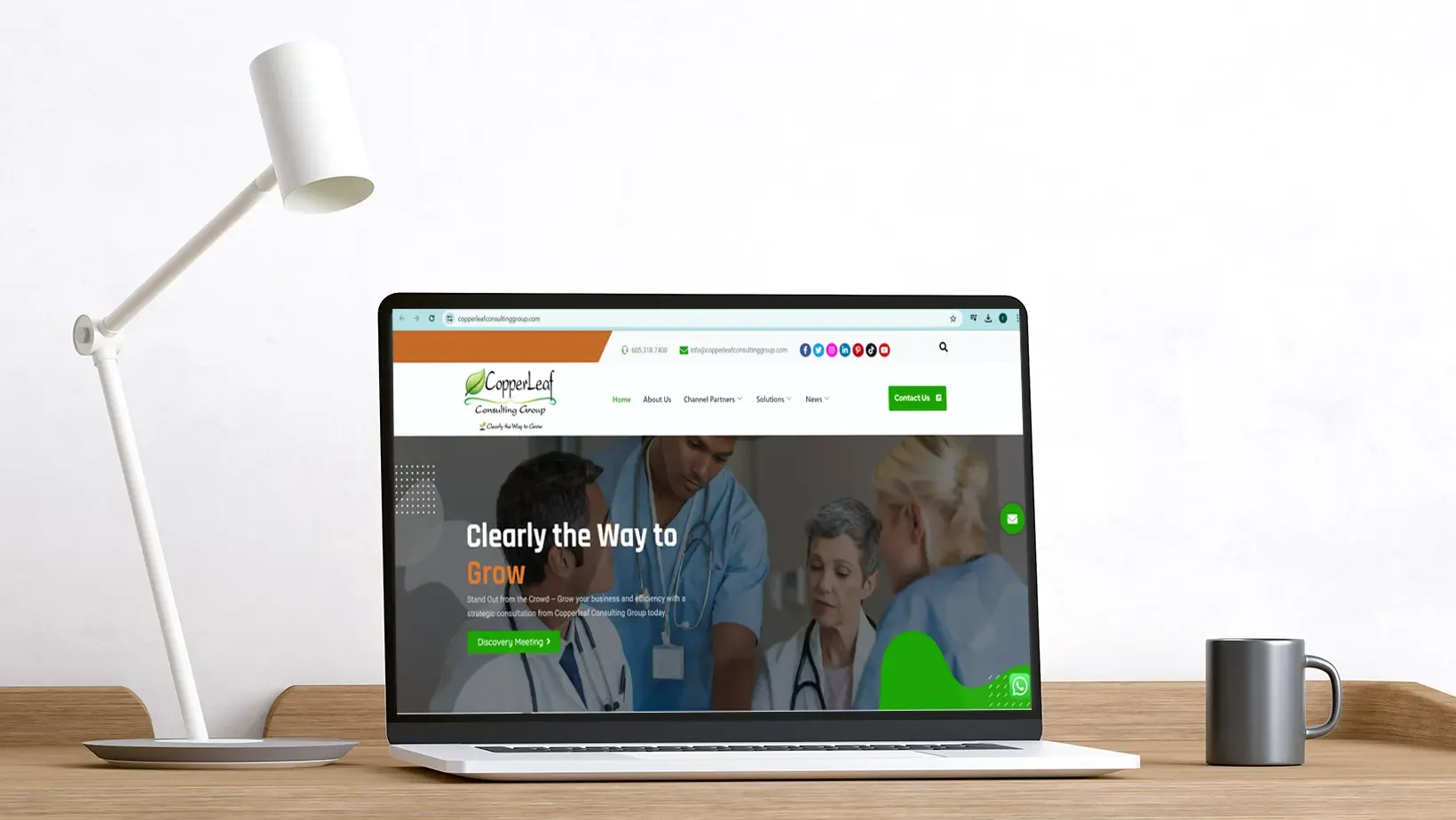 Laptop mockup of CopperLeaf Consulting Group healthcare website by Adept Digitals
