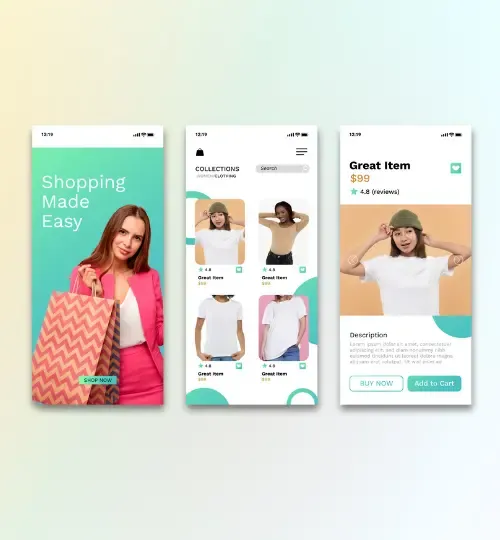 Fashion e-commerce mobile app UI design mockup