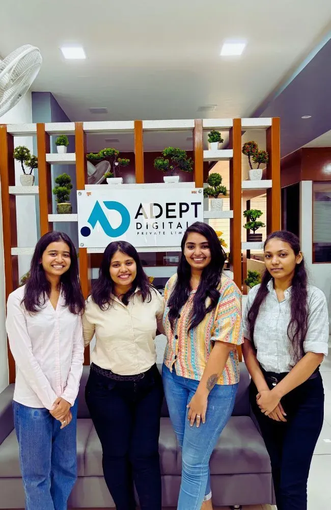 Female team members of Adept Digitals at the office reception