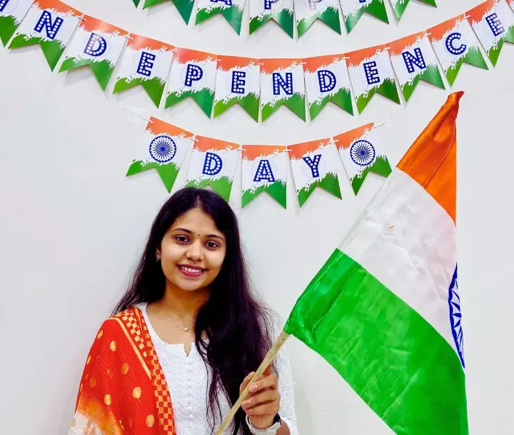 Adept Digitals celebrating Independence Day with balloons and flag