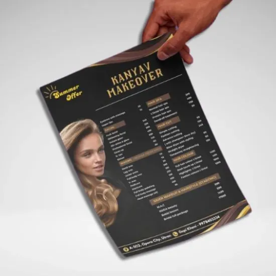 Kanyav Makeover salon price list flyer design by Adept Digitals