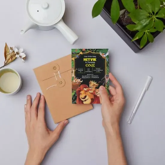 Lion King themed first birthday invitation design by Adept Digitals