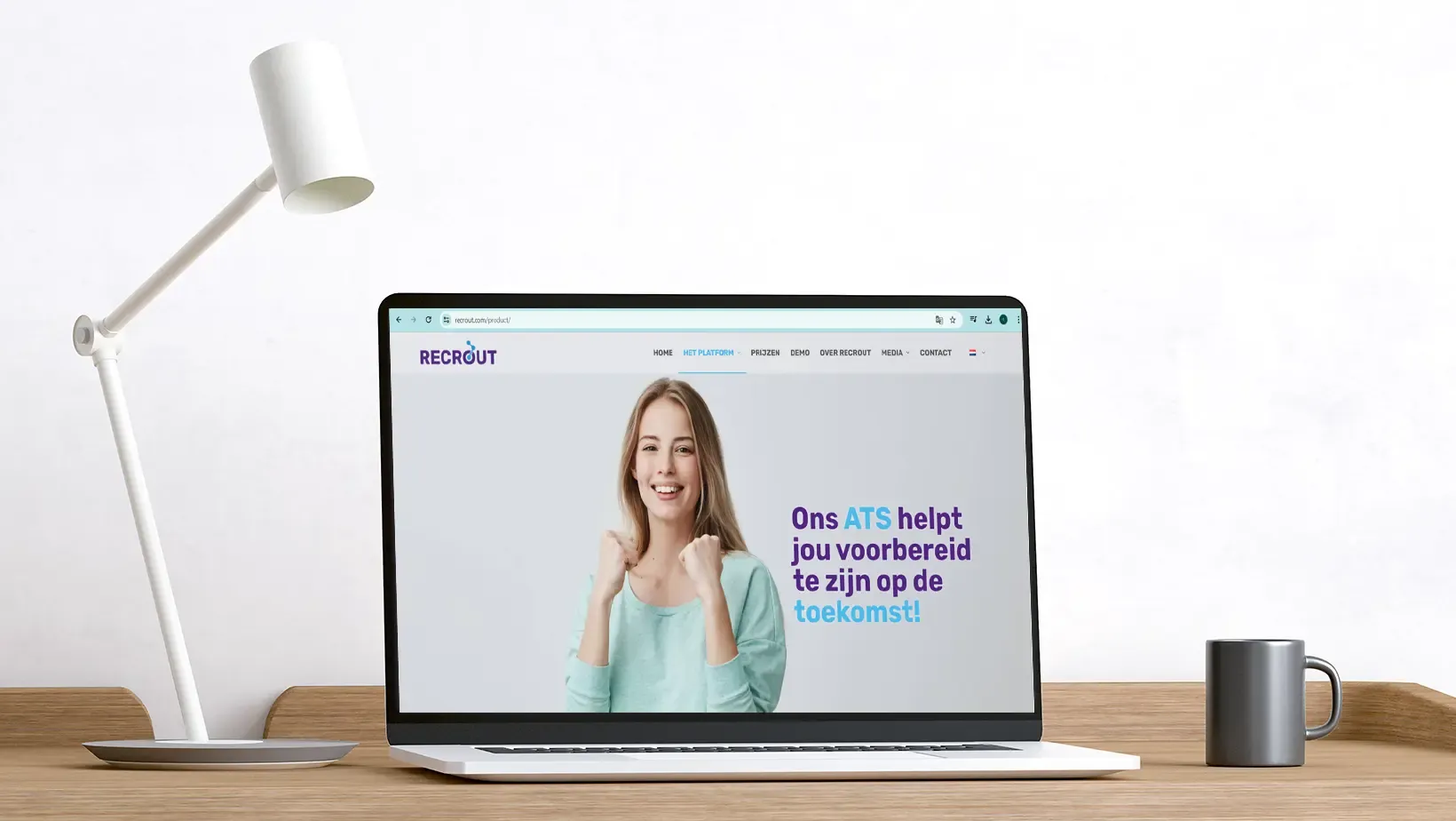 Laptop mockup of Recrout ATS recruitment platform website by Adept Digitals