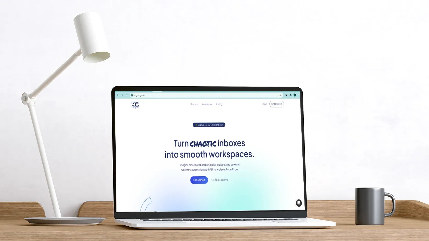 Laptop mockup of RogerRoger SaaS website design by Adept Digitals