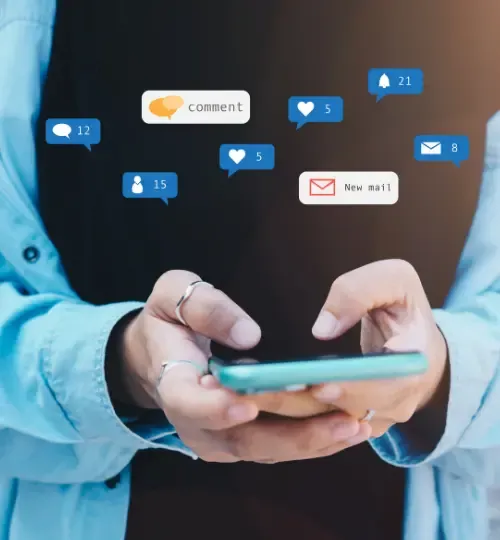 Illustration of social media notifications on a smartphone