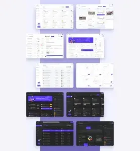 Light and dark mode dashboard UI design mockups by Adept Digitals