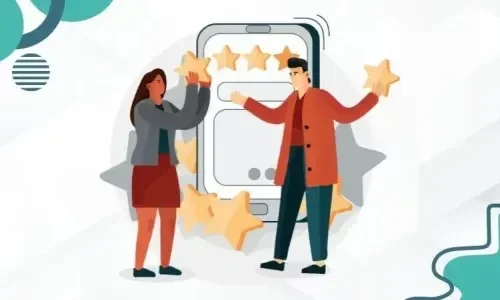 Illustration of customer satisfaction and 5-star reviews from a good website experience